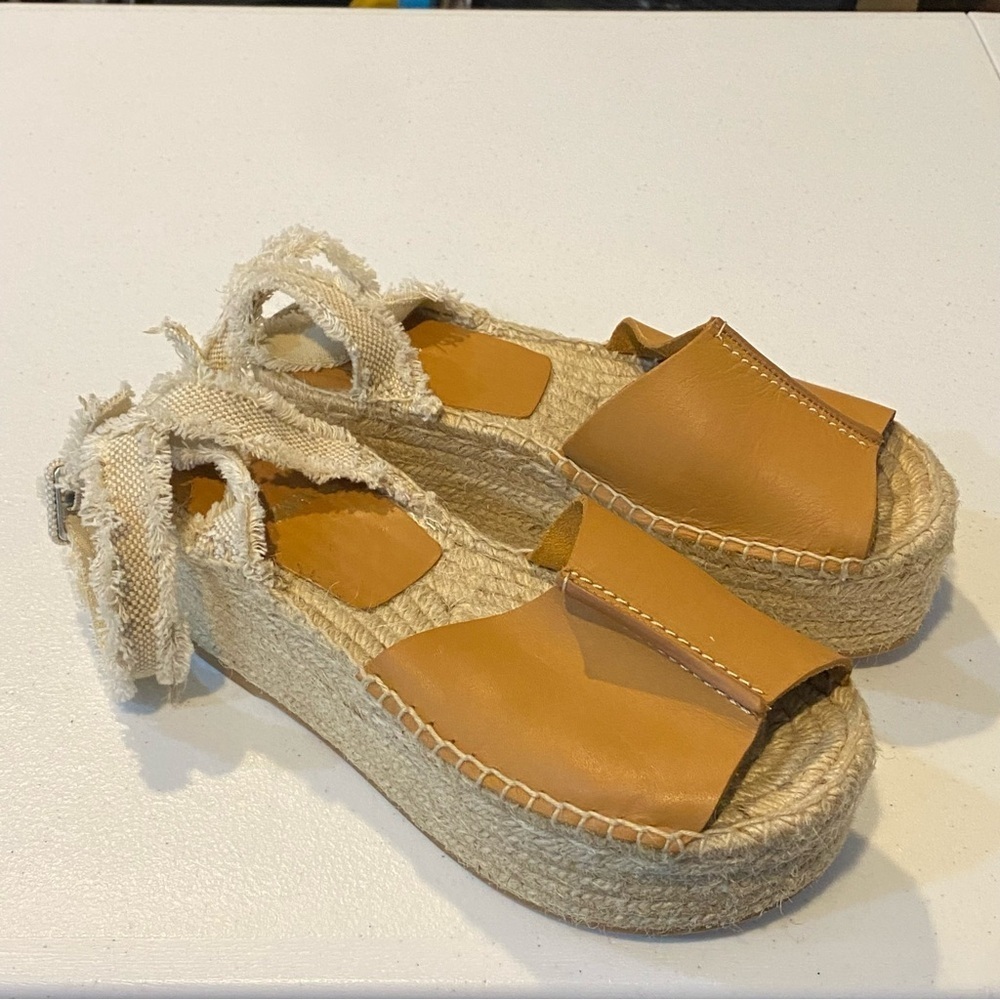 ZARA Platform Espadrilles Sandal Tan - Picture 7 of 16